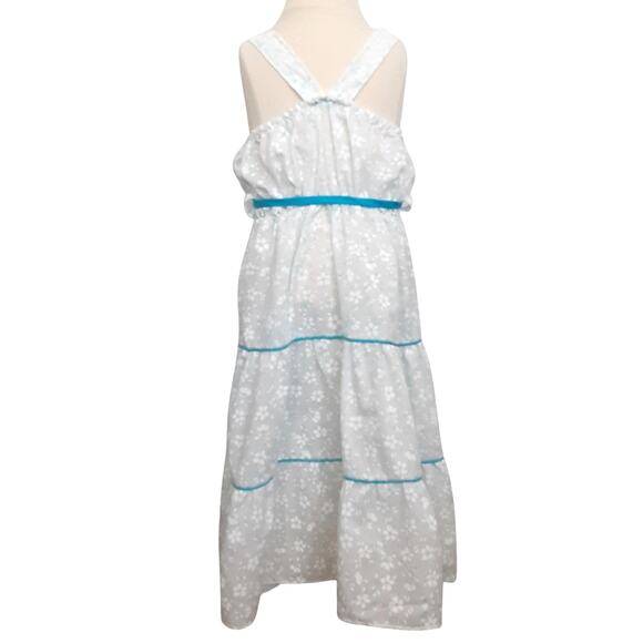 Vintage 80s Kids Tiered Prairie Dress Girls 10 Maxi Eyelet Lace Ruffle Baby Doll - Picture 4 of 9